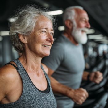 Възрастна жена прави упражнения